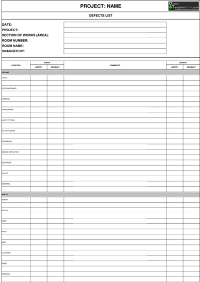 snagging checklist template new build snagging checklist