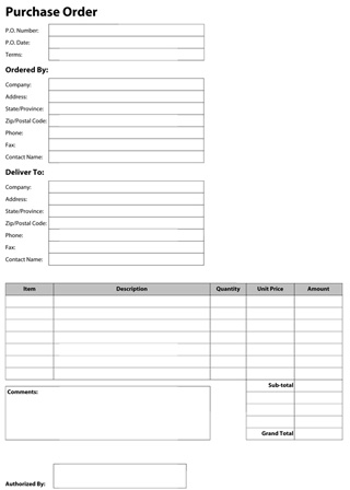 purchase order online form