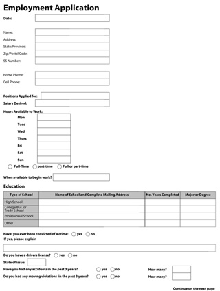construction job application template
