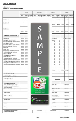 estimating tendering construction template store construction schedule template