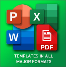 Word, Excel, PDF and Powerpoint templates complete with formulas and layouts.