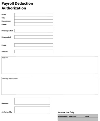 Payroll deduction authorization