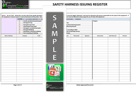 Harness Inspection Template - Osha compliant harnesses / ansi regulations.
